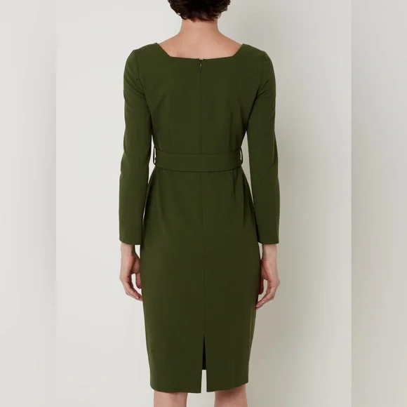 L.K. Bennett Carrington Green Recycled Polyester Blend Square Neck Dress - Picture 8 of 16